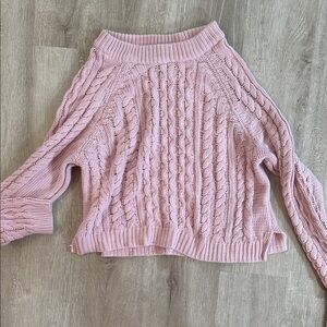 H&M Soft Pink Cable Knit Turtleneck Sweater